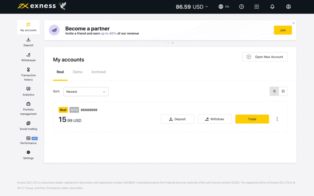 Exness Deposit Methods