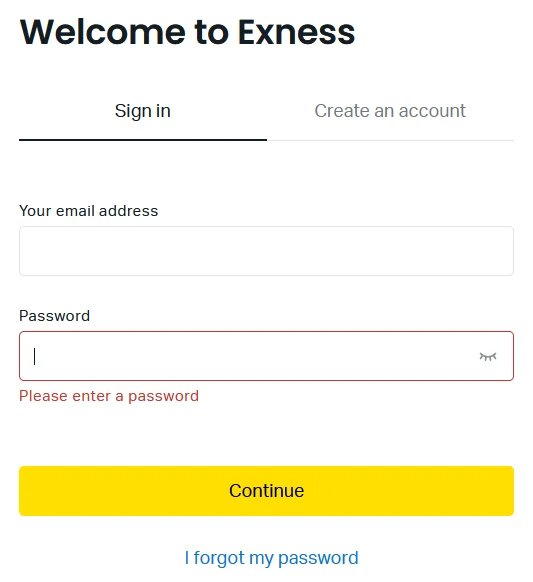 Sign In to Your Personal Area Exness